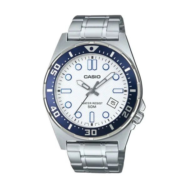 Casio Ανδρικό Ρολόι Μπαταρίας με Ασημί Μεταλλικό Μπρασελέ – MTD-135D-7AVDF