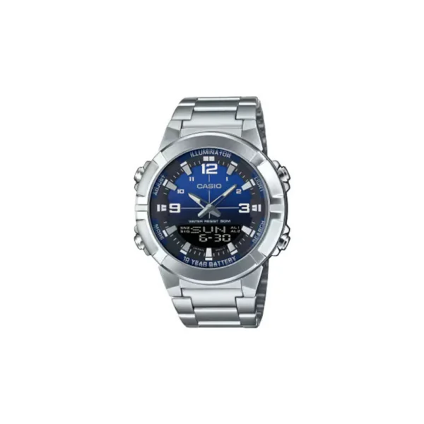 Casio Ανδρικό Ρολόι Μπαταρίας με Ασημί Μεταλλικό Μπρασελέ – AMW-870DA-2A1VDF