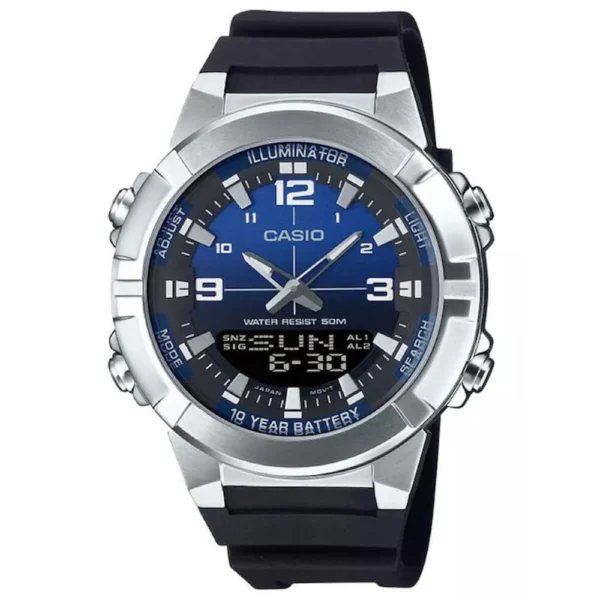 Casio Collection Ανδρικό Ρολόι 44mm Μπαταρίας με Μπλε Μεταλλικό Μπρασελέ – AMW-870A-2AVDF