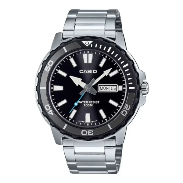Casio Collection Ανδρικό Ρολόι 45mm Μπαταρίας με Μαύρο Μεταλλικό Μπρασελέ – MTD-125D-1A3VDF
