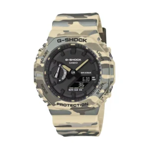 Casio Ψηφιακό Ανδρικό Ρολόι Μπαταρίας με Μπεζ Καουτσούκ Λουράκι - GA-2100CM-5A