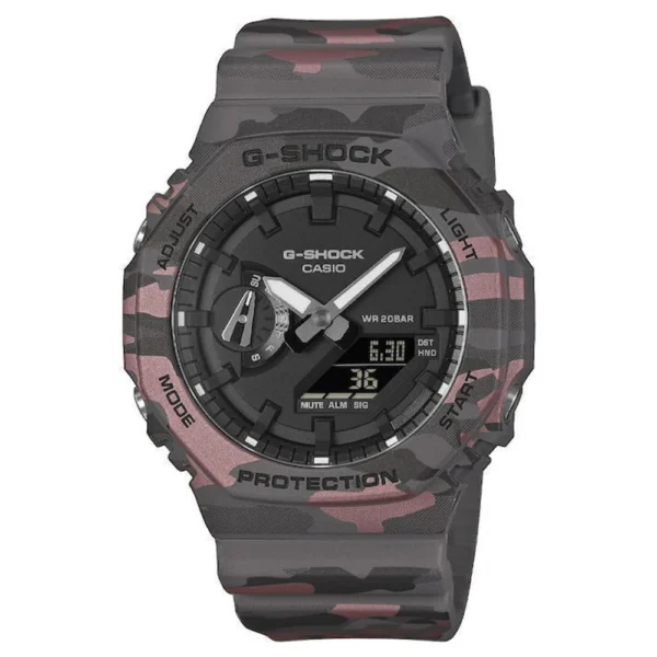 Casio Ανδρικό Ρολόι Μπαταρίας με Γκρι Καουτσούκ Λουράκι – GA-2100CM-8A