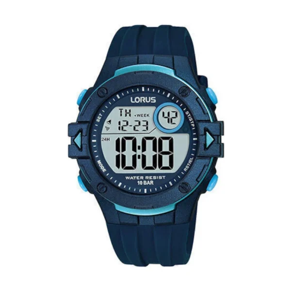 Lorus Ψηφιακό Ανδρικό Ρολόι 40mm Μπαταρίας με Μπλε Καουτσούκ Λουράκι – R2325PX9