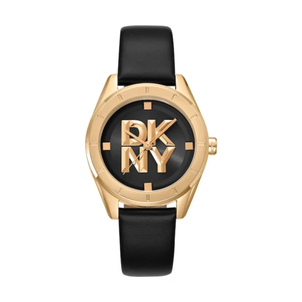 DKNY Chambers Γυναικείο Ρολόι 34mm Μπαταρίας με Μαύρο Δερμάτινο Λουράκι – DK1L016L0025