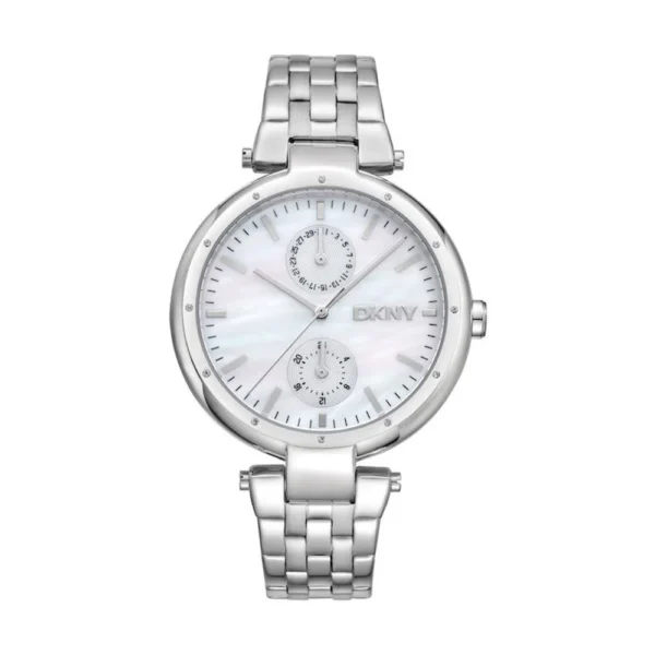 DKNY Downtown Γυναικείο Ρολόι 38mm Μπαταρίας με Ασημί Μεταλλικό Μπρασελέ – DK1L066M0045