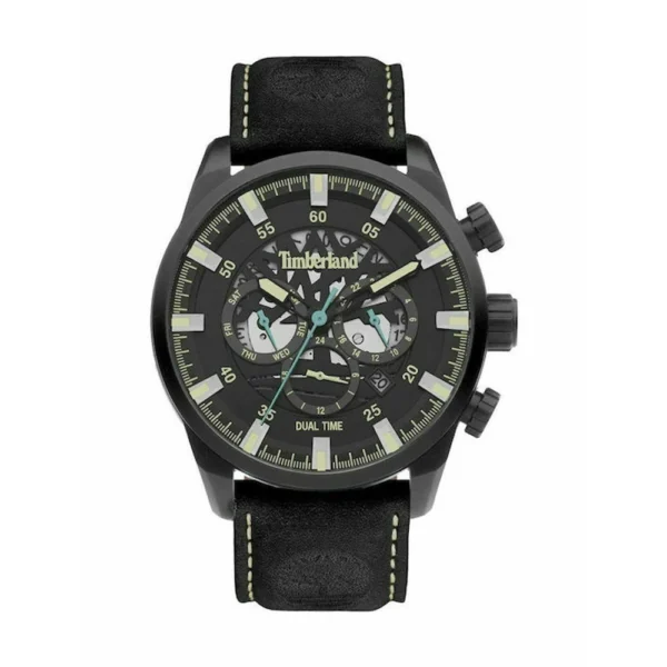 Timberland Henniker III Ανδρικό Ρολόι Χρονογράφος Μπαταρίας με Μαύρο Δερμάτινο Λουράκι – TDWGF2100601