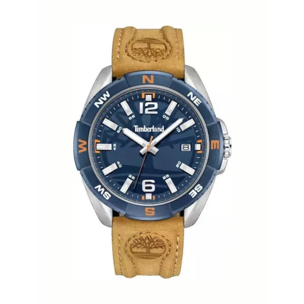 Timberland Ανδρικό Ρολόι 44mm Μπαταρίας με Καφέ Δερμάτινο Λουράκι – TDWGB2202110