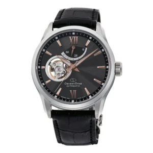 Orient Star Ανδρικό Ρολόι 40mm Χρονογράφος Αυτόματο με Μαύρο Δερμάτινο Λουράκι - RE-AT0007N00B