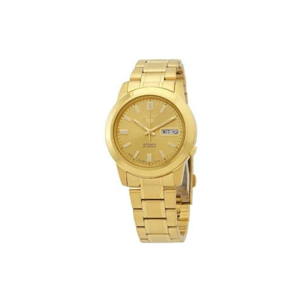 Seiko 5 Sports Ανδρικό Ρολόι 38mm Αυτόματο με Χρυσό Μεταλλικό Μπρασελέ – SNKK20J1