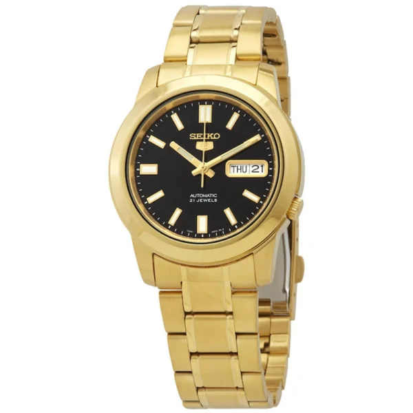 Seiko 5 Ανδρικό Ρολόι 38mm Αυτόματο με Μαύρο Μεταλλικό Μπρασελέ – SNKK22K1