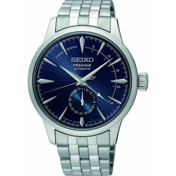 Seiko Presage Basic Line Ανδρικό Ρολόι 40.5mm Χρονογράφος Αυτόματο με Ασημί Μεταλλικό Μπρασελέ – SSA347J1
