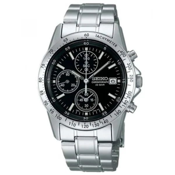 Seiko Ανδρικό Ρολόι Χρονογράφος Μπαταρίας με Ασημί Μεταλλικό Μπρασελέ – SBTQ041