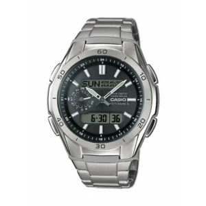 Casio Αναλογικό/Ψηφιακό Ανδρικό Ρολόι 43.5mm Solar με Ασημί Μεταλλικό Μπρασελέ - WVA-M650TD-1AER