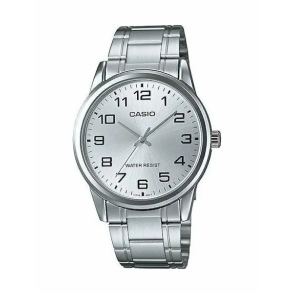 Casio Ανδρικό Ρολόι 45mm Μπαταρίας με Ασημί Μεταλλικό Μπρασελέ – MTP-V001D-7B