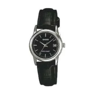 Casio Γυναικείο Ρολόι 20mm Μπαταρίας με Μαύρο Δερμάτινο Λουράκι - LTP-V002L-1A