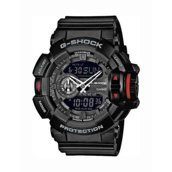 Casio G-Shock Ανδρικό Ρολόι 51mm Χρονογράφος Μπαταρίας με Μαύρο Καουτσούκ Λουράκι – GA-400-1BER