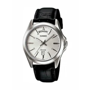 Casio Enticer Ανδρικό Ρολόι 45mm Μπαταρίας με Μαύρο Δερμάτινο Λουράκι - MTP-1370L-7AVEF