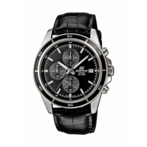 Casio Edifice Ανδρικό Ρολόι 43.8mm Χρονογράφος Μπαταρίας με Μαύρο Δερμάτινο Λουράκι - EFR-526L-1AVUEF