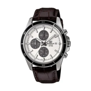 Casio Edifice Ανδρικό Ρολόι 43.8mm Χρονογράφος Μπαταρίας με Καφέ Δερμάτινο Λουράκι - EFR-526L-7AVUEF
