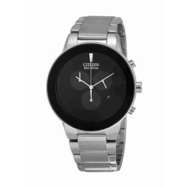Citizen Axiom Ανδρικό Ρολόι 43mm Χρονογράφος Solar με Ασημί Μεταλλικό Μπρασελέ – AT2240-51E