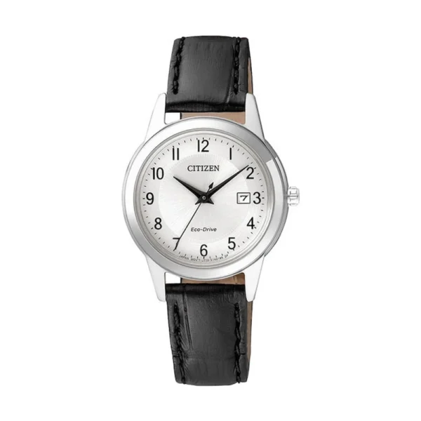 Citizen Γυναικείο Ρολόι 30mm Eco – Drive με Μαύρο Δερμάτινο Λουράκι – FE1081-08A