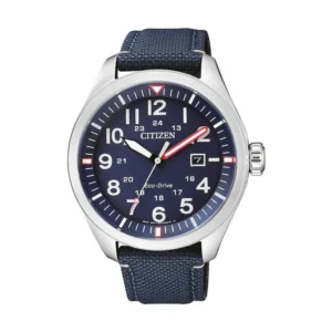 Citizen Ανδρικό Ρολόι 43mm Eco - Drive με Μπλε Υφασμάτινο Λουράκι - AW5000-16L
