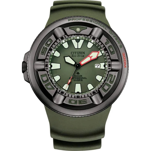 Ρολόι CITIZEN Promaster Eco-Drive Professional Divers Olive Green Rubber Strap – BJ8057-17X