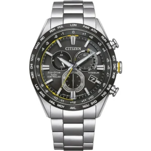 Citizen Ανδρικό Ρολόι 43mm Χρονογράφος Eco - Drive με Ασημί Μεταλλικό Μπρασελέ - CB5947-80E