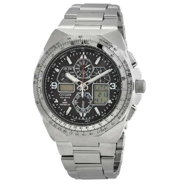 Citizen Skyhawk A-t Ανδρικό Ρολόι 46mm Χρονογράφος Μπαταρίας με Μαύρο Μεταλλικό Μπρασελέ