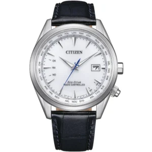 Citizen Ανδρικό Ρολόι 43mm Μπαταρίας με Ασημί Δερμάτινο Λουράκι - CB0270-10A