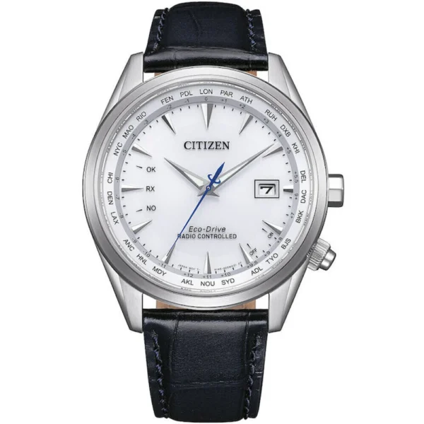 Citizen Ανδρικό Ρολόι 43mm Μπαταρίας με Ασημί Δερμάτινο Λουράκι – CB0270-10A