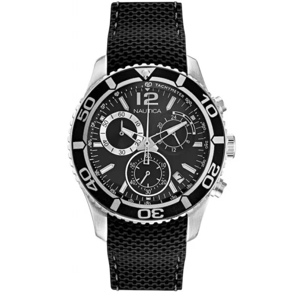 Nautica Ανδρικό Ρολόι 43mm Χρονογράφος Μπαταρίας με Μαύρο Υφασμάτινο Λουράκι – NAPLECR12