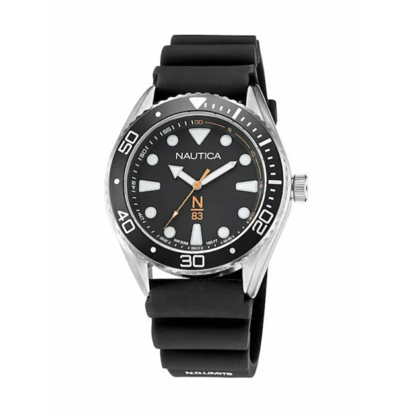 Nautica Finn World Diver Ανδρικό Ρολόι 44mm Μπαταρίας με Μαύρο Καουτσούκ Λουράκι – NAPFWF113