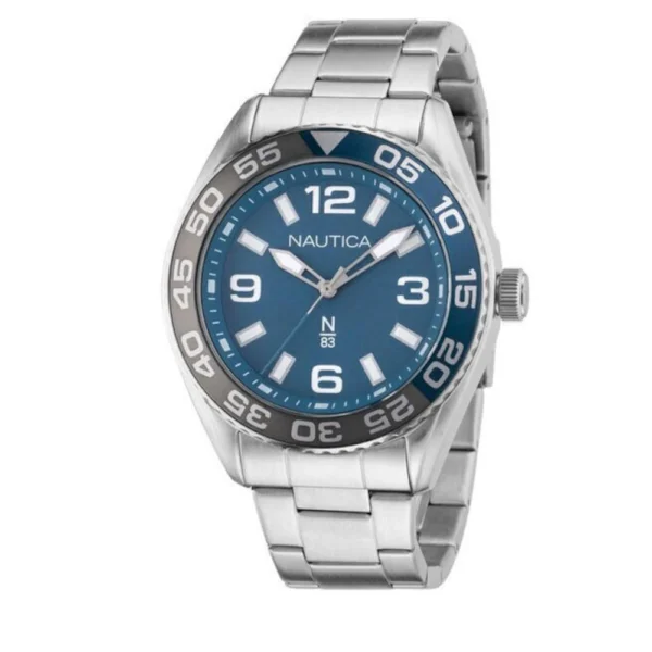 Nautica Ανδρικό Ρολόι 45mm Χρονογράφος Μπαταρίας με Ασημί Μεταλλικό Μπρασελέ – NAPFWS307