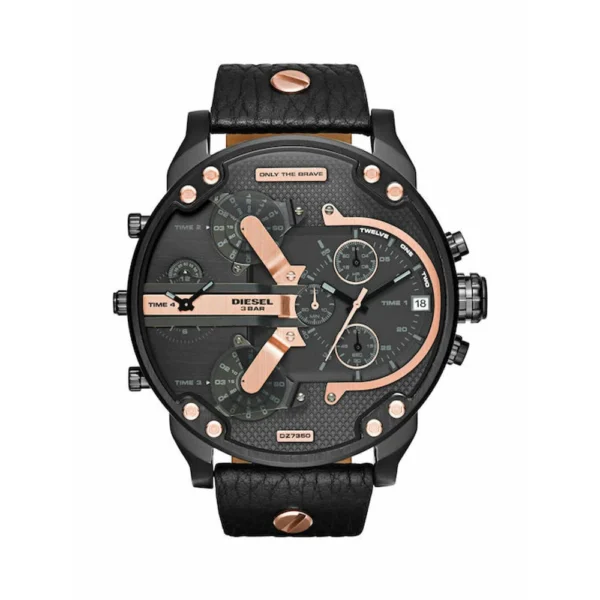 Diesel Mr Daddy 2.0 Ανδρικό Ρολόι 57mm Χρονογράφος Μπαταρίας με Μαύρο Δερμάτινο Λουράκι – DZ7350
