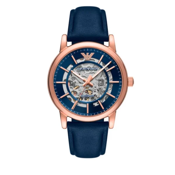Emporio Armani Luigi Meccanico Ανδρικό Ρολόι 43mm Μπαταρίας με Μπλε Δερμάτινο Λουράκι – AR60050