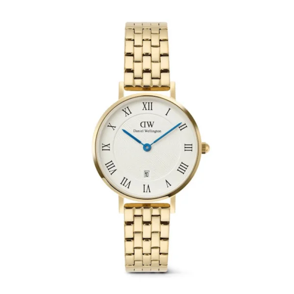 Daniel Wellington Roman Numerals Γυναικείο Ρολόι 28mm Μπαταρίας με Χρυσό Μεταλλικό Μπρασελέ – DW00100857