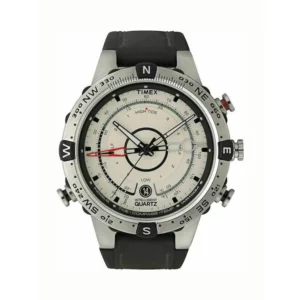 Timex Ανδρικό Ρολόι 43mm Μπαταρίας με Καφέ Δερμάτινο Λουράκι