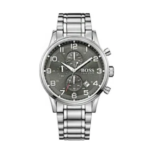 Boss Aeroliner Ανδρικό Ρολόι 44mm Χρονογράφος Μπαταρίας με Ασημί Μεταλλικό Μπρασελέ - 1513181
