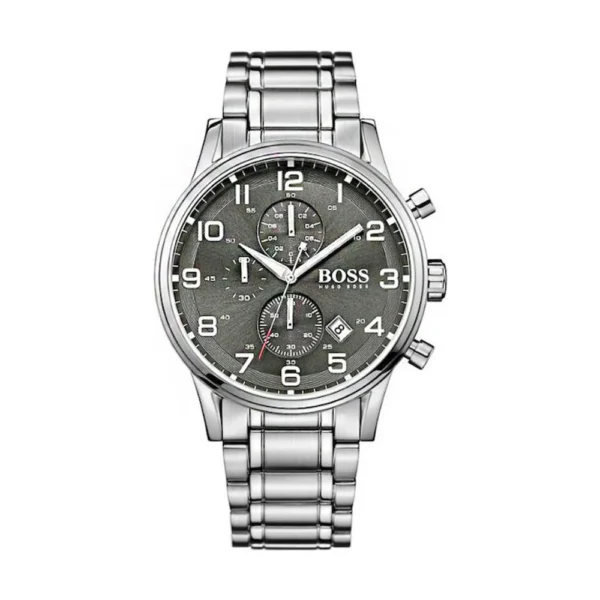 Boss Aeroliner Ανδρικό Ρολόι 44mm Χρονογράφος Μπαταρίας με Ασημί Μεταλλικό Μπρασελέ – 1513181