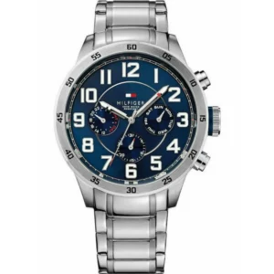 Tommy Hilfiger Trent Ανδρικό Ρολόι 46mm Χρονογράφος Μπαταρίας με Ασημί Μεταλλικό Μπρασελέ - 1791053