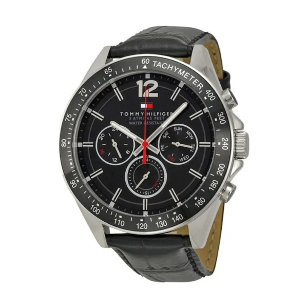 Tommy Hilfiger Luke Ανδρικό Ρολόι 47mm Χρονογράφος Μπαταρίας με Μαύρο Δερμάτινο Λουράκι – 1791117