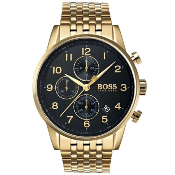 Boss Navigator Ανδρικό Ρολόι Χρονογράφος Μπαταρίας με Μεταλλικό Μπρασελέ – 1513531