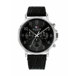 Tommy Hilfiger Icon Ανδρικό Ρολόι 44mm Χρονογράφος Μπαταρίας με Μαύρο Δερμάτινο Λουράκι - 1710381