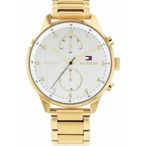 Tommy Hilfiger Chase Ανδρικό Ρολόι 44mm Χρονογράφος Μπαταρίας με Χρυσό Μεταλλικό Μπρασελέ - 1791576