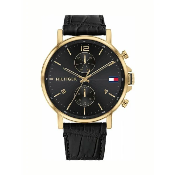 Tommy Hilfiger Daniel Ανδρικό Ρολόι 42mm Μπαταρίας με Μαύρο Δερμάτινο Λουράκι