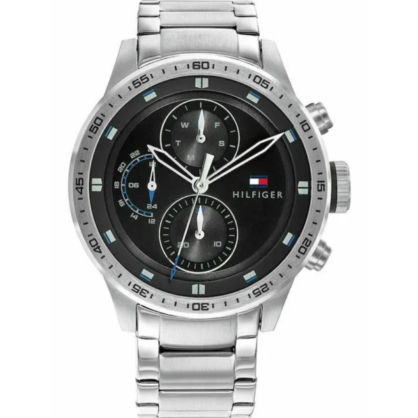 Tommy Hilfiger Trent Ανδρικό Ρολόι 44mm Χρονογράφος Μπαταρίας με Ασημί Μεταλλικό Μπρασελέ – 1791805