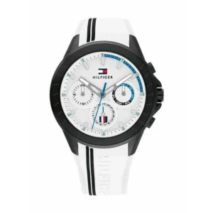Tommy Hilfiger Aiden Ανδρικό Ρολόι 44mm Χρονογράφος Μπαταρίας με Λευκό Καουτσούκ Λουράκι - 1791862