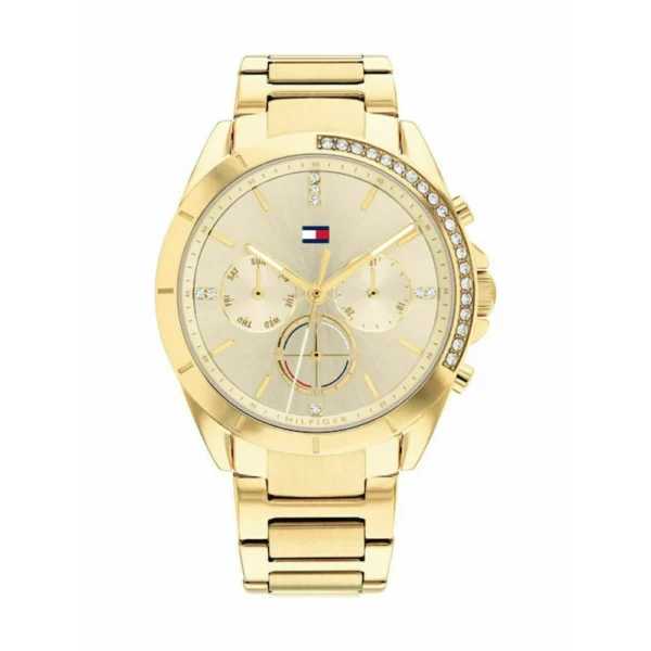 Tommy Hilfiger Kennedy Γυναικείο Ρολόι 38mm Χρονογράφος Μπαταρίας με Χρυσό Μεταλλικό Μπρασελέ – 1782385