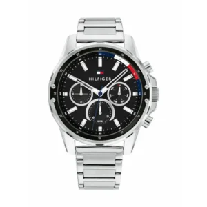 Tommy Hilfiger Mason Ανδρικό Ρολόι 45mm Χρονογράφος Μπαταρίας με Ασημί Μεταλλικό Μπρασελέ - 1791936